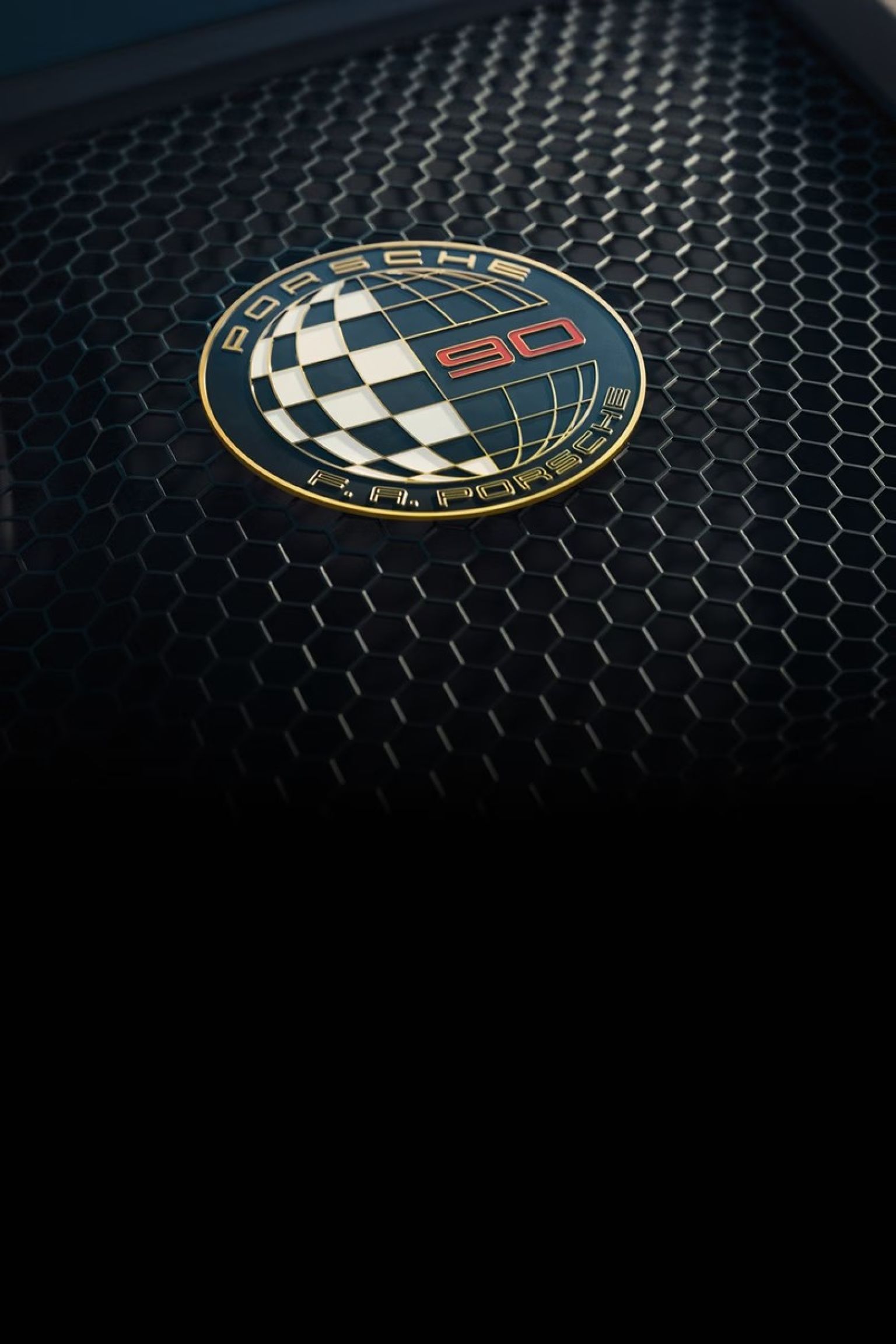 Емблема «90 F. A. Porsche».